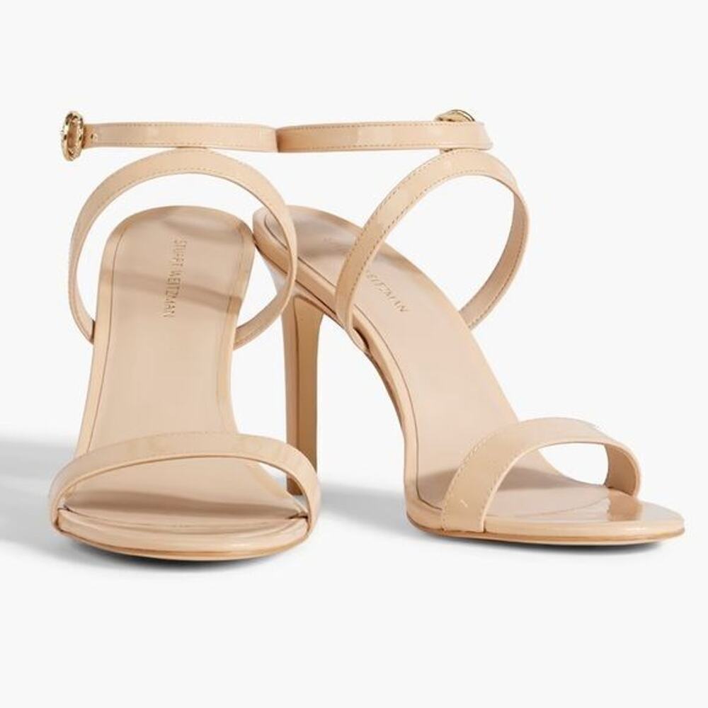 NWOT STUART WEITZMANCrystal Buckle 95 embellished patent-leather sandals sz 9